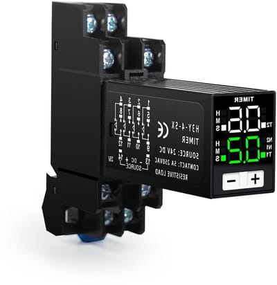 Digitale Tijdvertraging Relay 24V, Multi-Functionele Timer met 2NO 2NC, Instelbare Vertraging van 0.1S tot 99Uur, Cyclus Tijdregeling en Socket