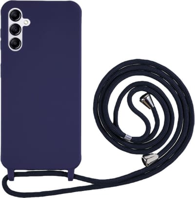 Coverup Hoesje - Geschikt voor Samsung Galaxy A14 Hoesje - Coverup Siliconen Back Cover met Koord - Blauw