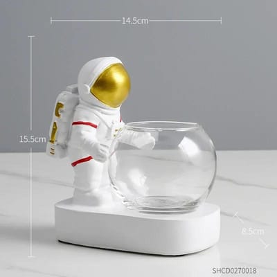 Creatieve Astronaut Glazen Vaas Hydroponische Hars Decoratie Plantenvaas Draagbaar Modern Eenvoudig Café Woonkamer Duiker Decoratief gray
