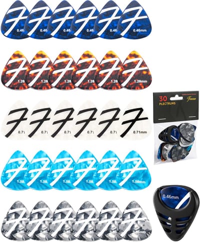 Finesse Celluloid Plectrum voor Gitaar - 30 Stuks - met Plectrum Houder - Plectrums - Guitar Pick