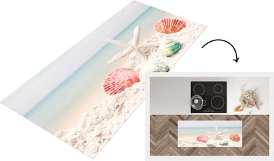 Keukenloper - Loper keuken - Zee - Zeester - Schelpen - 120x50 cm - Keukenloper vinyl