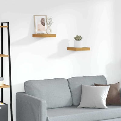 vidaXL - Wandplank - 2 - st - Bruin - 23 - x - 23,5 - x - 3,8 - cm - Bewerkt - hout
