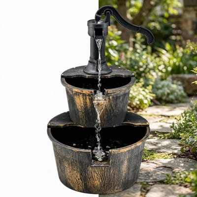 Waterornament - Voor buiten - Tuin - Water Fontein - Waterval Ontwerp - Kamerfontein - Tuindecoratie - Met Pomp - Antiek brons