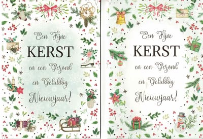 Wenskaarten - kerstkaart - set van 8 - 8 luxe kerstkaarten - 2 x 4 luxe kerstkaarten met envelop -Een fijne kerst en een gezond en gelukkig nieuwjaar - fijne feestdagen - feestdagen