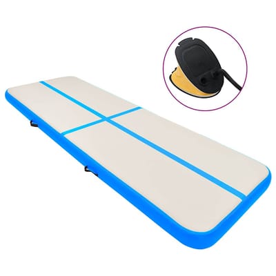 vidaXL - Gymnastiekmat - met - pomp - opblaasbaar - 800x100x15 - cm - PVC - blauw