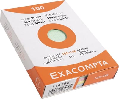 Exacompta etui 100 steekkaarten in folie - bristol geruit 5x5 105x148mm - Geassorteerd - 13479E