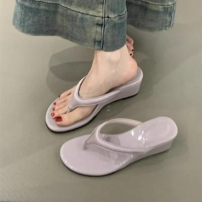 Zomer Clip Teen Dames Sleehakken Slippers Schoenen Dames Comfort Strand Vakantie Slides Schoenen Teenslippers Damesschoenen 40 paars