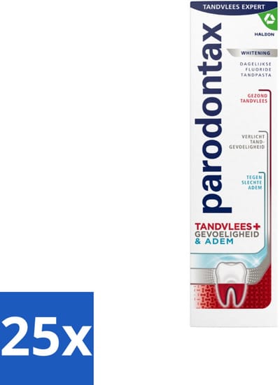 Parodontax - Tandpasta - Tandvlees+Gevoeligheid & Adem - Whitening - 75 ml - Bulkverpakking - 25 stuks