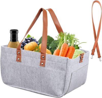 Grote Opvouwbare Vilten Boodschappentas met Vakken - Herbruikbare Shopper voor Boodschappen, Picknick en Opslag