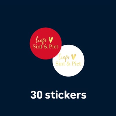 30x Sluitstickers -Liefs sint en piet- 4cm - staf- goudfolie - sluitzegel