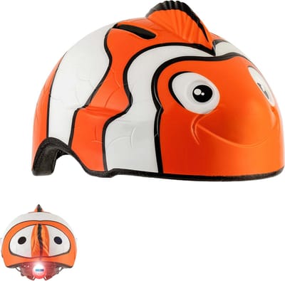 Crazy Safety - Kinderfietshelm - Fietshelm voor kinderen - Oranje Nemo Vis - EN1078 Gecertificeerd - Maat S - 49/54 cm verstelbaar