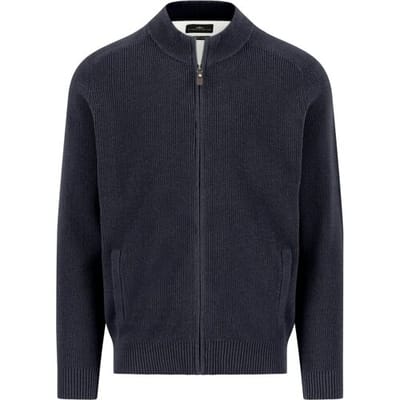 Fynch-Hatton Vest Stand-Up Zip Collar Supersoft Subtle Texture Cotton Navy / male