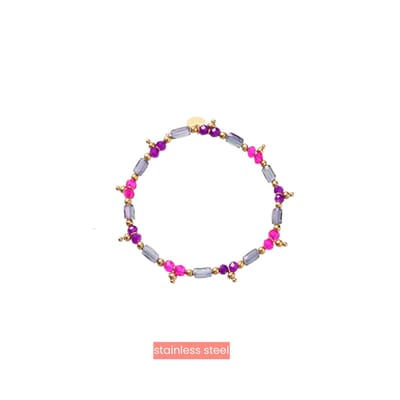 Day&Eve by Go Dutch Label Armband (Sieraad) Elastisch Kralen Balletjes Fuchsia