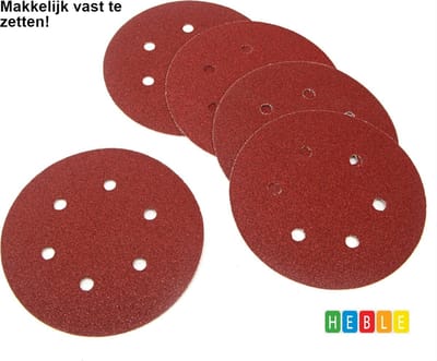 20x 180mm K100 Schuurschijf met Klittenband & Gaten -van Heble®