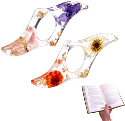 Dailygoods- Boekenplankhouder 2 Stuks - Hars Bladwijzer - Gedroogde Bloemen - Duimring - Leesaccessoires - Praktisch Ontwerp