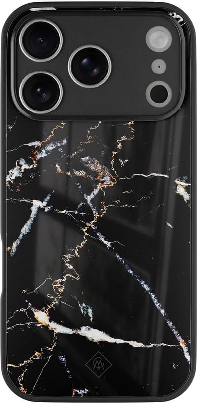 Casimoda® hoesje - Geschikt voor iPhone 17 Pro - Marmer Zwart - Luxe Hard Case Zwart - Backcover telefoonhoesje - Zwart
