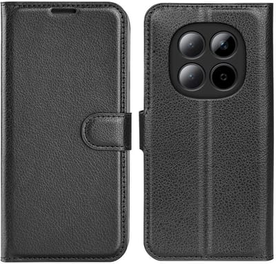 Hoesje geschikt voor Xiaomi Redmi Note 15 4G/5G / Xiaomi Poco M8 - Phonesta Litchi Skin Book Wallet Case - Zwart