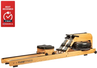 Flow Fitness Perform W9i Oak Roeitrainer - Uniek Waterweerstandsysteem - 19 Trainingsprogramma's