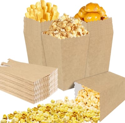 Set van 100 Kraft Papieren Popcornzakken - Herbruikbare Snackdozen voor Filmavonden, Verjaardagsfeesten en Feestjes