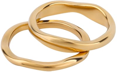 Dailygoods- Stapelringen Gouden Set - 2 Stuks - Roestvrij Staal - Dames Knuckle Ring - Verlovingsring - Jubileum/Cadeau - Uniek Ontwerp - Ringenset