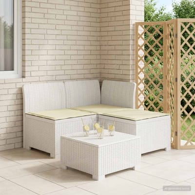 vidaXL - 3-Zits - Tu - bank - met - Kussens - Rattan - Look - 3-zits - PP - Wit