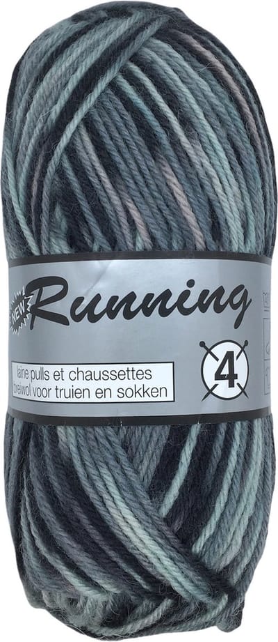 Lammy yarns Running 4 Multi grijs (912) - 1 bol wol en acryl sokkenwol - pendikte 3 a 4 - 50 grams