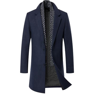 Herfst en Winter Wollen Jas Herenjas Mode Sjaal Middellange Wollen Jas 4XL