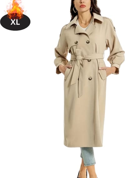 Livano Mantel Dames - Tussenmantel - Jas - Mantelpakje - Trenchcoat - Overjas - Overcoat - Winter - Khaki - XL