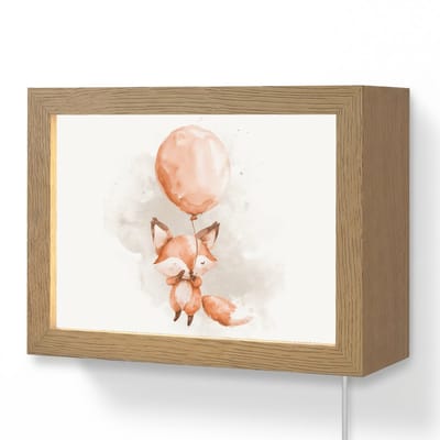 Wandlamp 20x15 cm - Oplaadbaar - Vos - Pastel kleuren - Dier - Wandlampen binnen woonkamer - Slaapkamer lamp met kabel - Decoratieve nachtlamp - Vloerlamp snoer