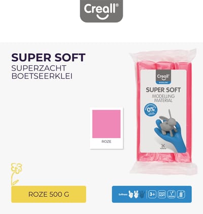 Creall - Supersoft Boetseerklei - Roze - 500 Gram - glutenvrij - gemaakt in Nederland