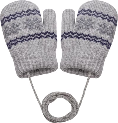Warme Fleece Gebreide Winterhandschoenen voor Kinderen van 0-3 Jaar in Kleurrijke Stijl met Koord