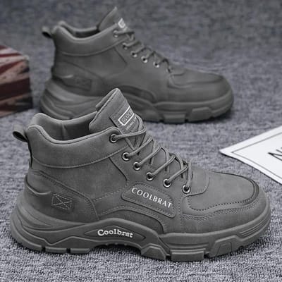 Heren Hoge Top Laarzen Platform Casual Schoenen Antislip Comfortabele Wandelschoenen voor Heren Buitenwerkschoenen Vetersluiting Enkellaarsjes 44