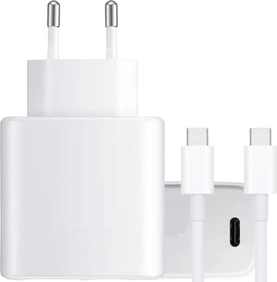 45W USB C Power Adapter met Gevlochten Nylon USB C naar USB C Kabel - 1 Meter