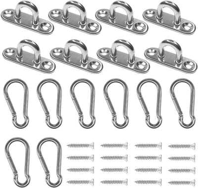 Roestvrijstalen 4,6 cm pad oogplaat U-haken set met karabijnhaken - Marine Hardware