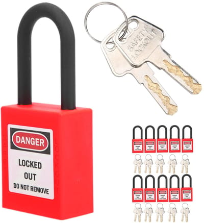 Dailygoody - Lockout Padlock Set - 10 Metalen Sloten - Veiligheidsoplossingen - Rood - Sleutels - Perfect voor Werkplaatsen en Garages - Geschikt voor..