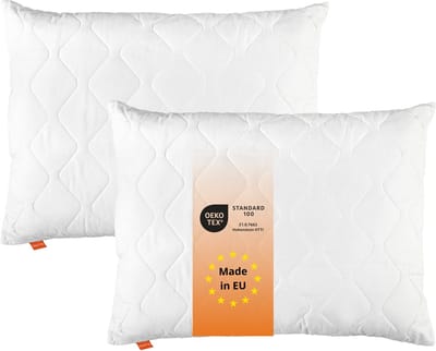 sleepling Komfort 100 - hoofdkussen 70x90 cm 2-delige set - kussen van polyester - geschikt voor mensen met allergieën - als slaapkussen, bankkussen of sierkussen - Made in EU - 70 x 90 cm - wit