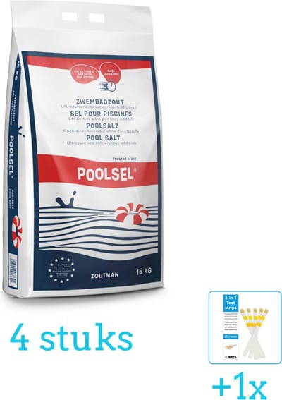 Poolsel - Zwembadreinigingsmiddel - Zwembadzout - 15 kg - Volumebundel - Zwembadzout - 4-delig