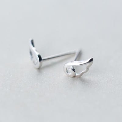 Boucles d'oreilles à tige en forme d'ailes d'ange hypoallergéniques de couleur argent pour femmes, bijoux de fête Pendientes A089 white