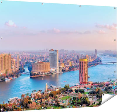 Gards Tuinposter De Nijl Rivier in Cairo, Egypte - 150x120 cm - Tuindoek - Tuindecoratie - Wanddecoratie buiten - Tuinschilderij
