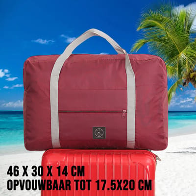 LaGloss® Opvouwbare Reistas Weekendtas Op Koffer - Reis Tas Handbagage Standtas Opbergtas Sporttas - 46 x 30 x 14 cm - Kleur Bordeaux