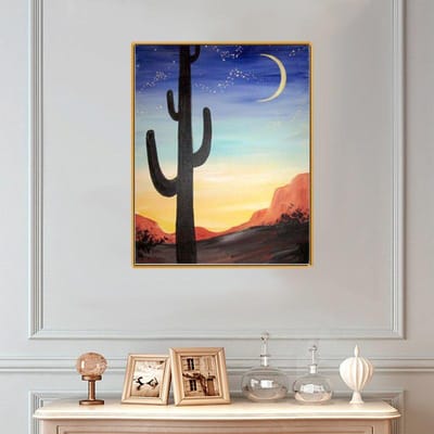 5D Diy Diamant Mozaïek Diamant Borduren Sky Moonligh Landschap Broderies Diamant Schilderij 20X30 beige