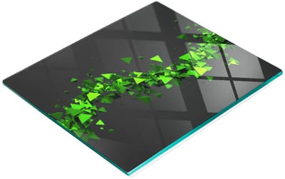 Glazen serveerplank met geometrisch golfpatroon, 60x52 cm