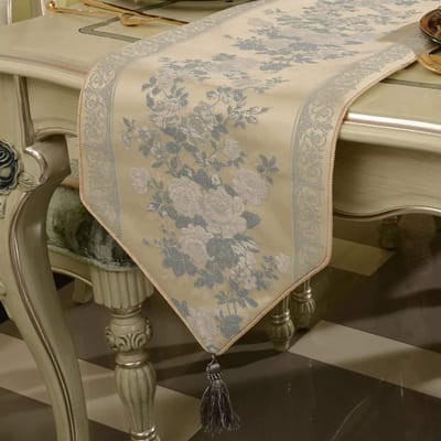 Tafelloper Handgemaakt Weave Thuis Decoratieve Feest Cadeau Tassel Bed Tafel Runner Doek, Luxe Jacquard Tafelloper Rood,4 Kleuren