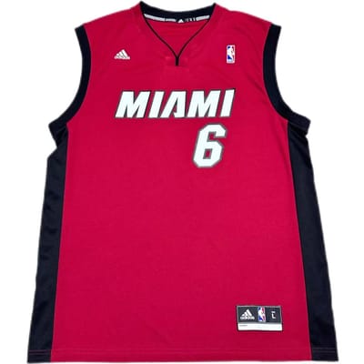 Adidas X NBA Samenwerking Miami Heat LeBron James #6 REP Bedrukte Pullover V-hals Sport Comfortabel Basketbalshirt Unisex shirt 7818A-3B6-AEB1382 M black