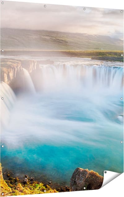 Gards Tuinposter Watervallen in IJsland - 120x160 cm - Tuindoek - Tuindecoratie - Wanddecoratie buiten - Tuinschilderij