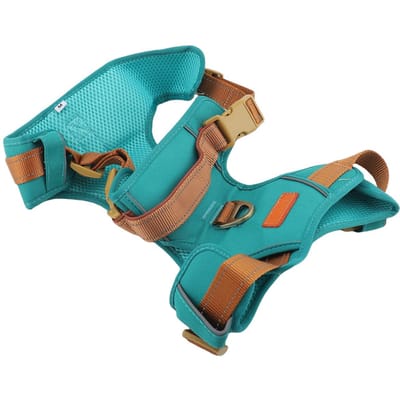 Honden Tuigje Retro Ademende Mesh Voering Nylon Buitenstof Geen Trekken Lopen Reflecterend Huisdier Vest