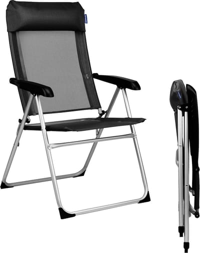 TRVLMORE Campingstoel - Opvouwbaar - 110KG Draagvermogen - Verstelbaar - Klapstoel - Visstoel - Kampeerstoel - Vouwstoel - Zwart