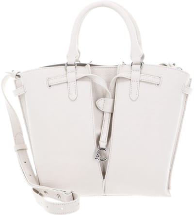 COCCINELLE Leren Handtas Schoudertas Flores Handbag Grained Leather Blanco Crème