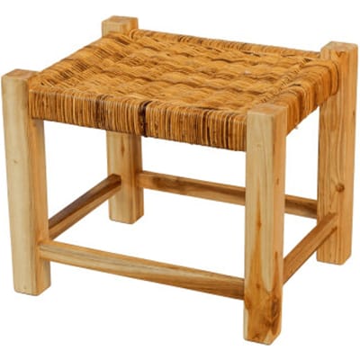 Furnilux - Handgemaakte Rotan Kruk – Ibiza Style - 40x50x40 cm