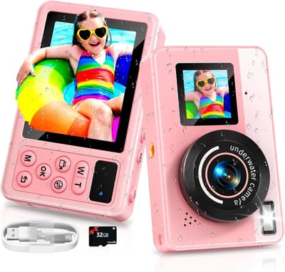 Digitale camera, onderwatercamera, 30 m, waterdicht, 18-voudige digitale zoom, met 32 GB kaart, camera voor kinderen, jongeren, beginners, volwassenen